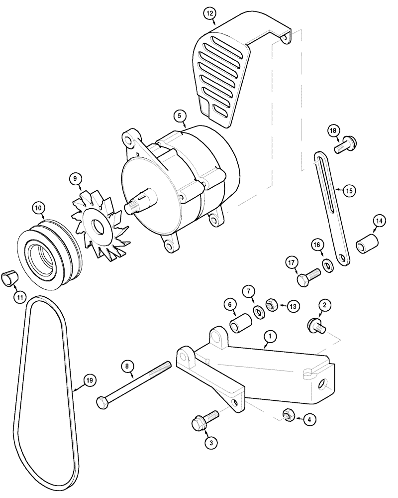 Схема запчастей Case IH MX100C - (04-18) - ALTERNATOR AND MOUNTING (04) - ELECTRICAL SYSTEMS