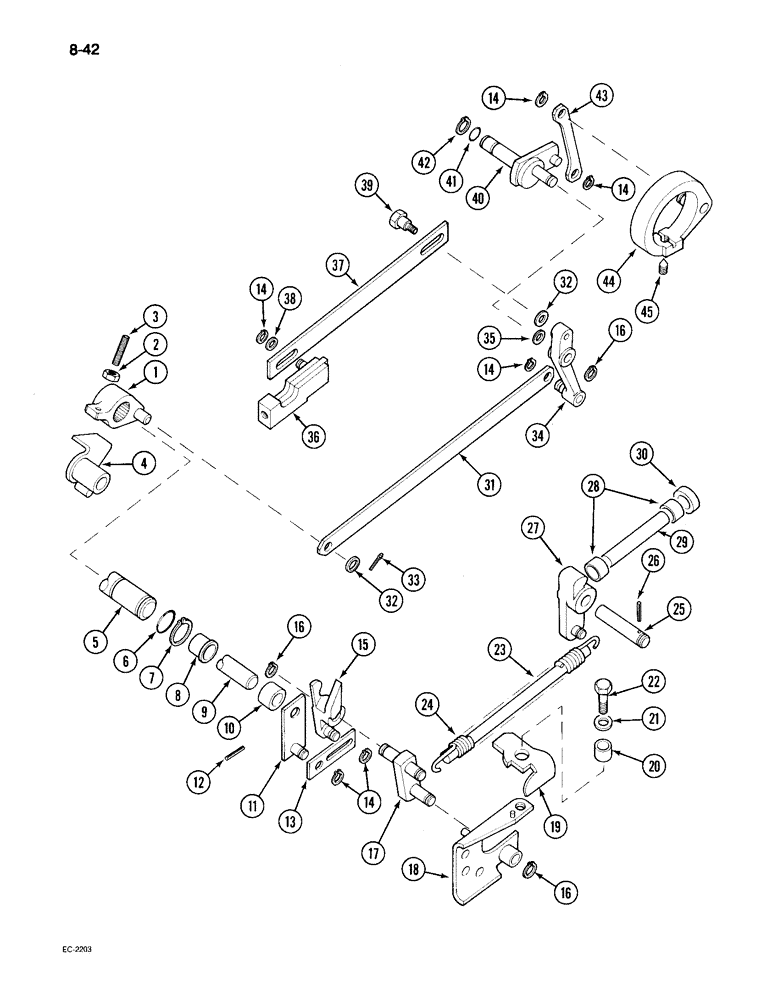 Схема запчастей Case IH 495 - (8-042) - DRAFT CONTROL, INTERNAL CONTROL LINKAGE (08) - HYDRAULICS