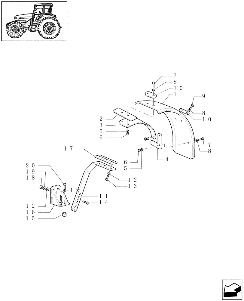 Схема запчастей Case IH JX1090U - (1.43.0/05[03]) - (VAR.860) FRONT FENDERS - 4WD (04) - FRONT AXLE & STEERING