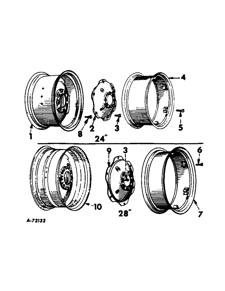 Схема запчастей Case IH 404 - (098) - WHEELS, REAR WHEELS, INTERNATIONAL SERIES (11) - WHEELS