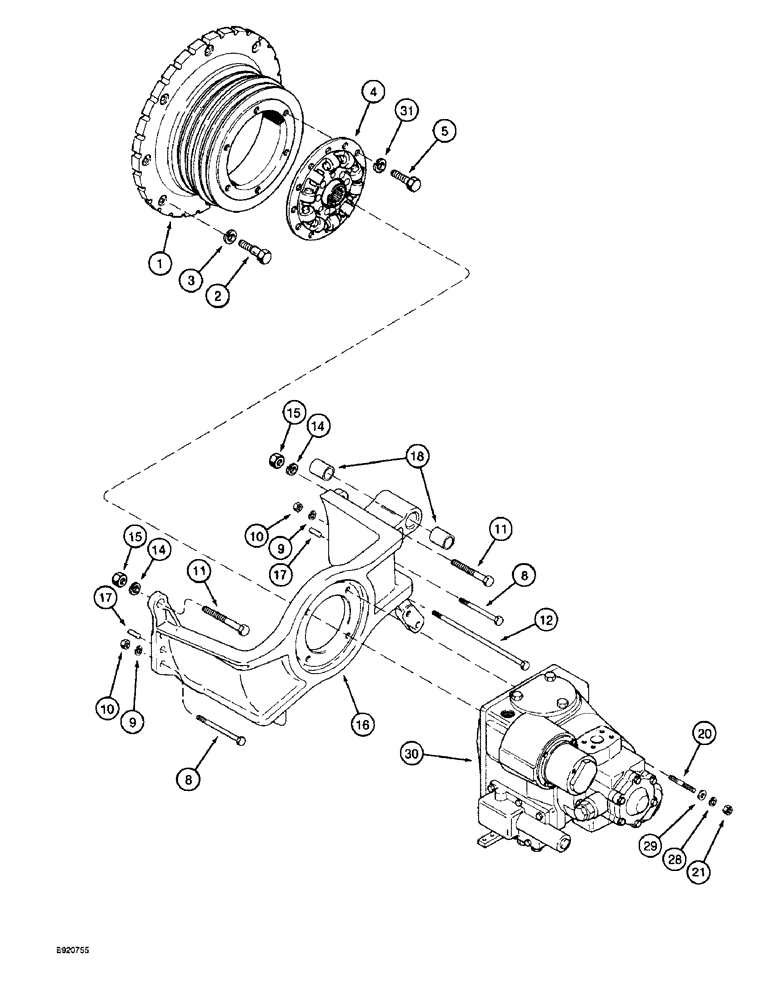 Схема запчастей Case IH 1800 - (6-06) - FAN DRIVE HOUSING, PULLEY, AND HYDROSTATIC PUMP DRIVE PLATE PRIOR TO P.I.N. JJC133070 (03) - POWER TRAIN