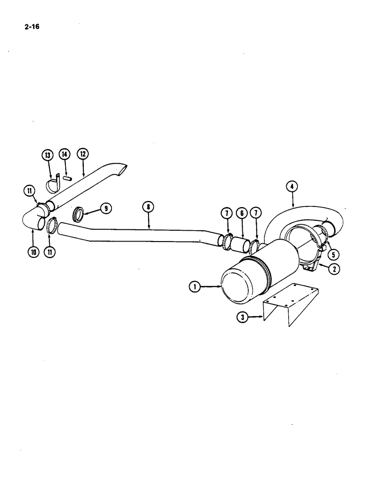 Схема запчастей Case IH 782 - (2-16) - AIR CLEANER & CONNECTIONS LOW DRUM P.I.N. 682 & AFTER HIGH DRUM P.I.N. 2125 & AFTER (01) - ENGINE