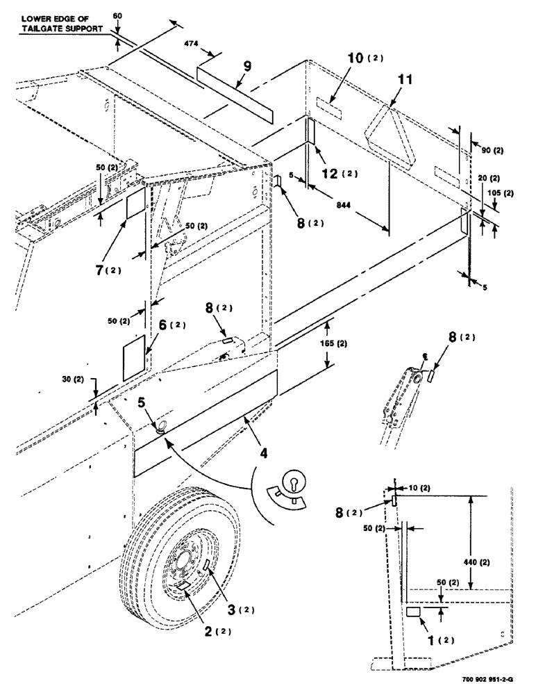 Схема запчастей Case IH 8465 - (9-04) - DECALS AND LOCATION DIAGRAM, REAR, SERIAL NUMBER CFH0077001 THROUGH CFH0078354 Decals & Attachments