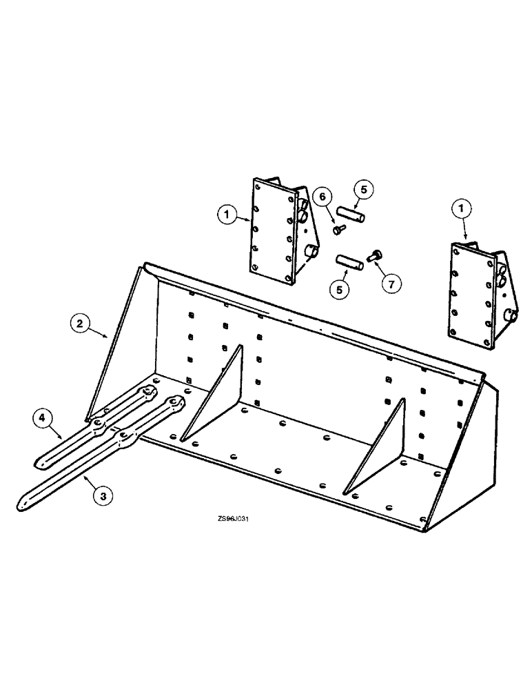 Схема запчастей Case IH 1850 - (7-10) - MANURE BUCKET, WITH TWO PIECE MOUNTING BRACKETS 