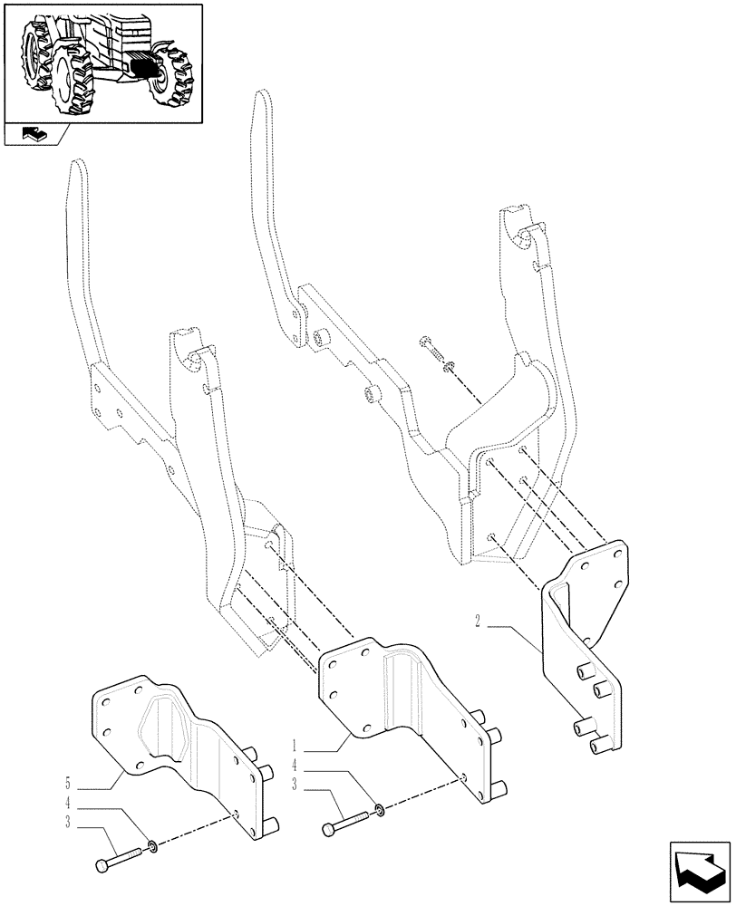 Схема запчастей Case IH JX60 - (1.21.1/01) - (VAR.522) LOADER READY WITH BRACKET AND REAR MOUNTING PLATES FOR FRONT AUXILIARY EQUIP. - BRACKETS (03) - TRANSMISSION