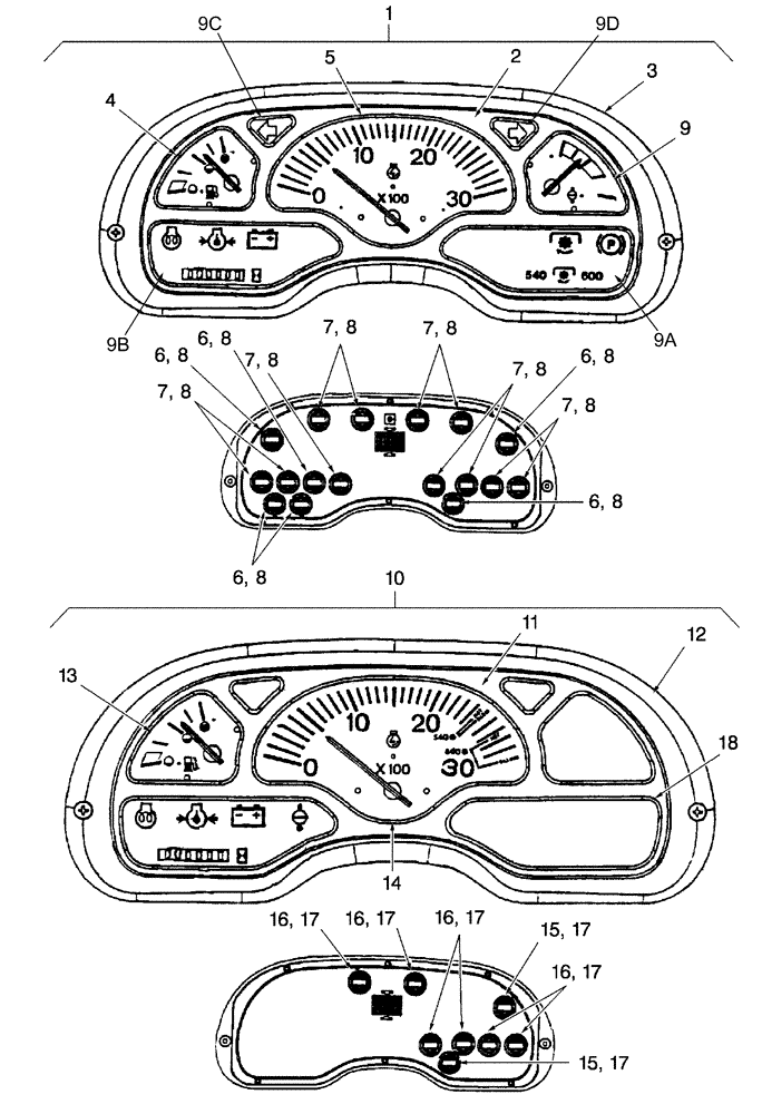 Схема запчастей Case IH D25 - (12A01) - INSTRUMENT PANEL (12) - INSTRUMENT PANEL