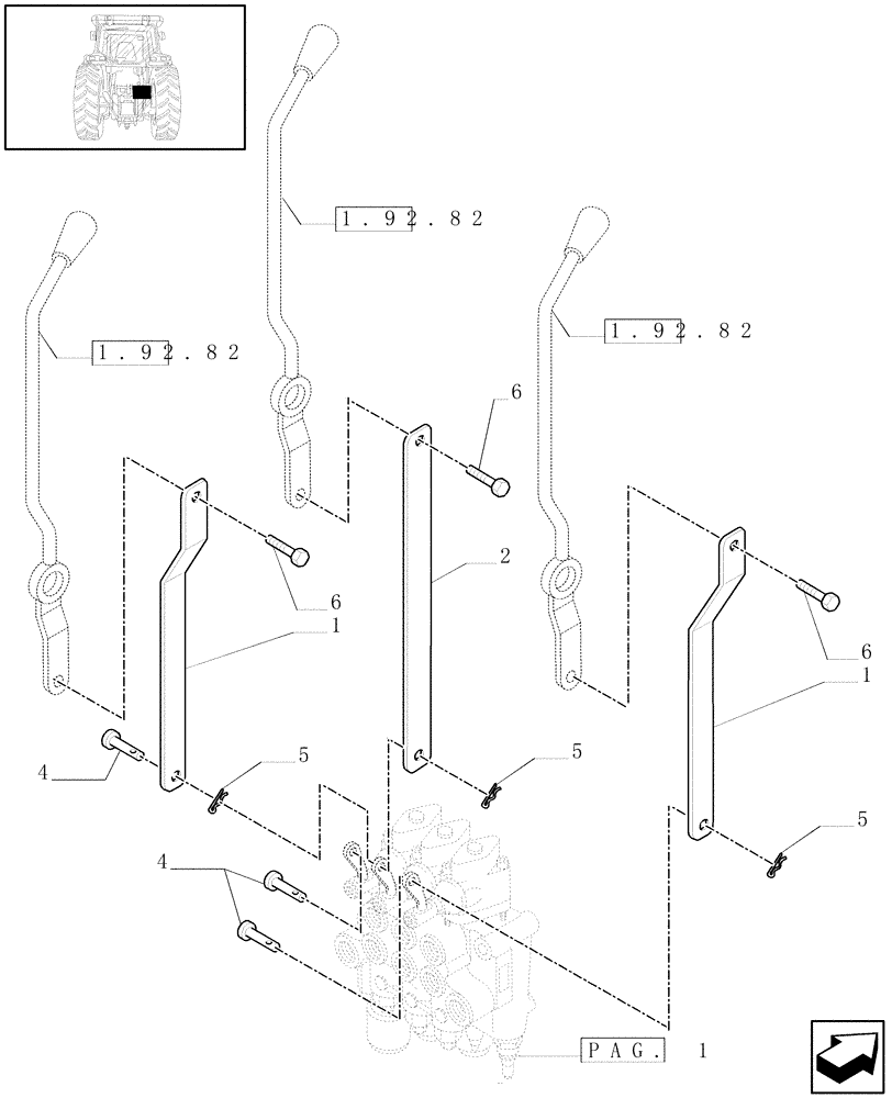 Схема запчастей Case IH JX70 - (1.82.7/02[02]) - (VAR.054-085-103) 3 CONTROL VALVES - ROD (07) - HYDRAULIC SYSTEM