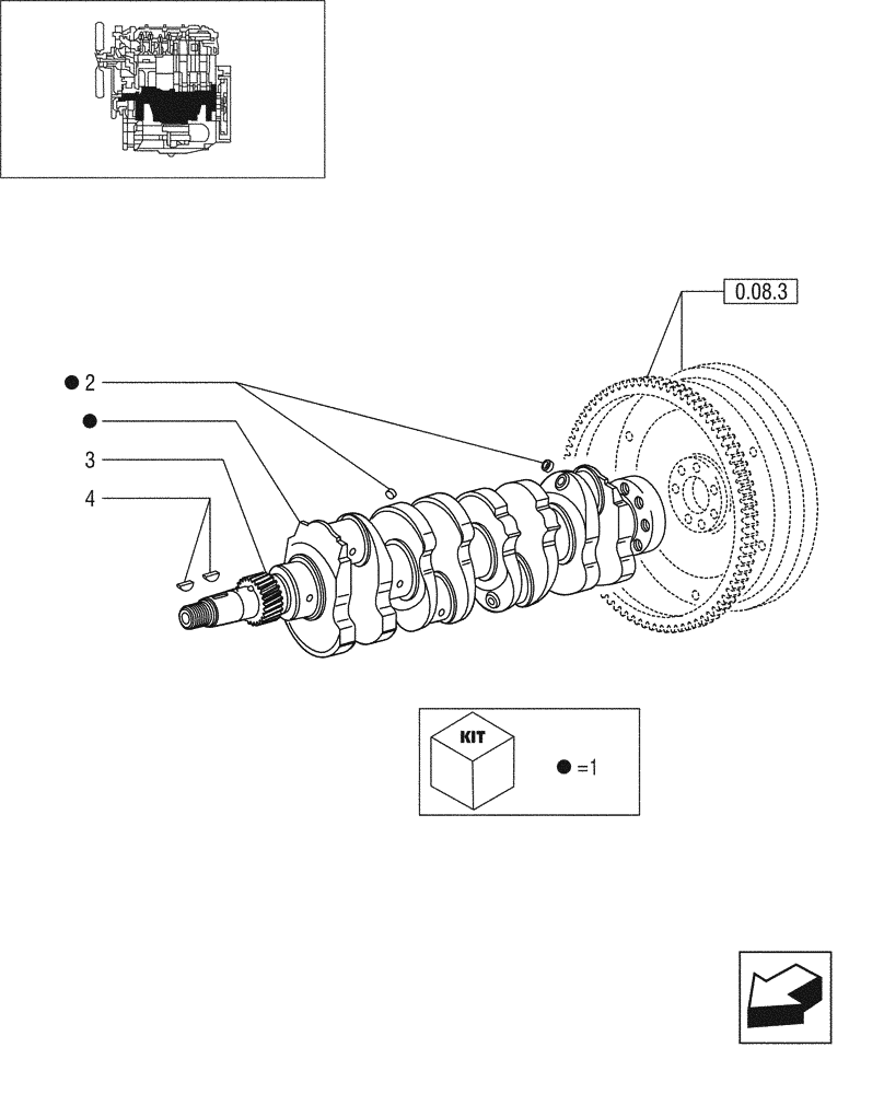 Схема запчастей Case IH JX95 - (0.08.0/03[02]) - CRANKSHAFT - TIER 1 ENGINE (01) - ENGINE