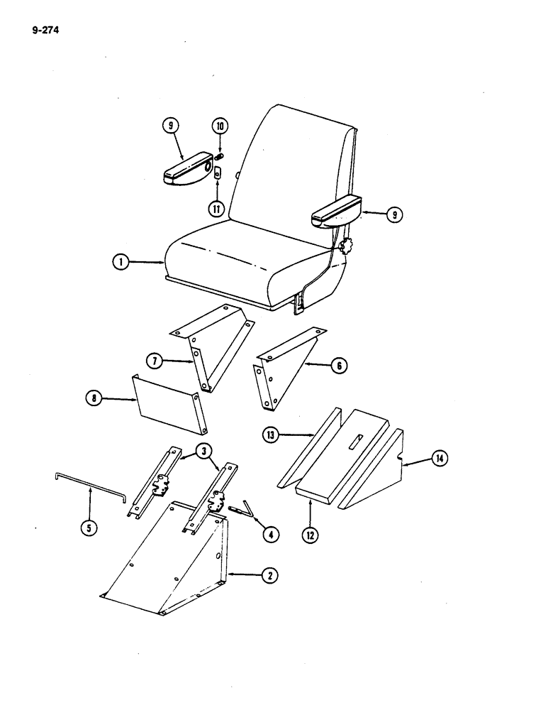 Схема запчастей Case IH 782 - (9-274) - SEAT AND SUPPORT (09) - CHASSIS ATTACHMENTS