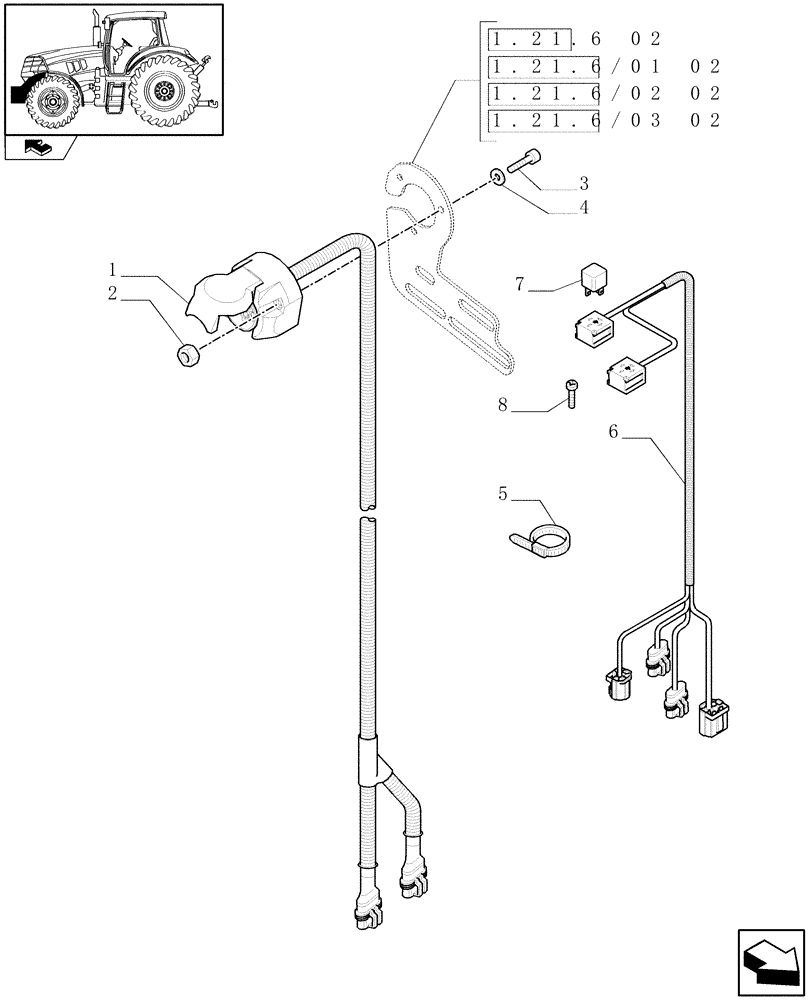 Схема запчастей Case IH MAXXUM 140 - (1.75.4/07) - LOADER READY - FRONT LOADER HARNESS (VAR.332821-334821) (06) - ELECTRICAL SYSTEMS