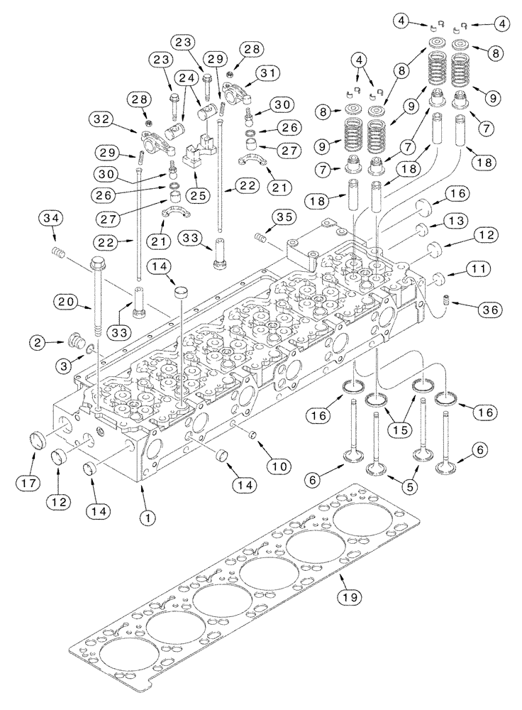Схема запчастей Case IH FLX3300B - (02-014) - CYLINDER HEAD - VALVE MECHANISM (FLX3300B CASE ENGINE) (01) - ENGINE
