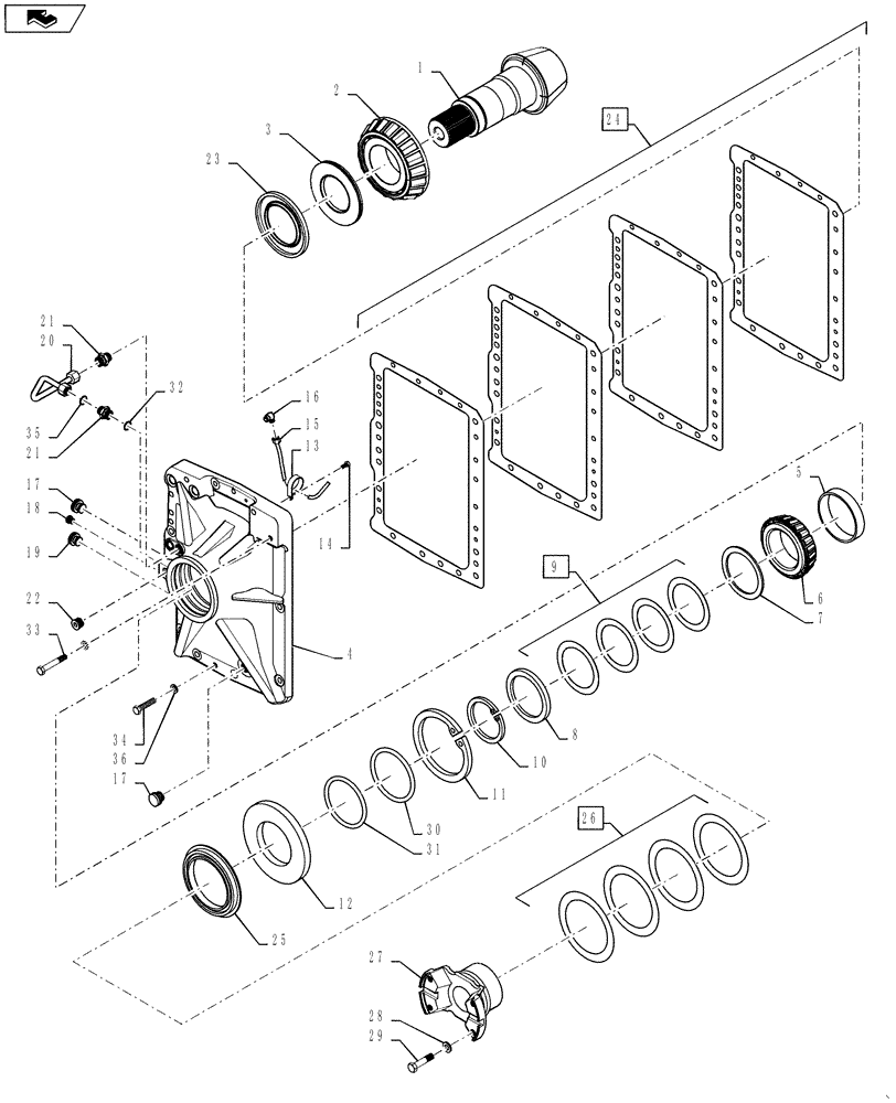 Схема запчастей Case IH STEIGER 350 - (25.102.03) - AXLE - ASSY - 315 SERIES - FRONT COVER ASSY. STEIGER 350 (25) - FRONT AXLE SYSTEM