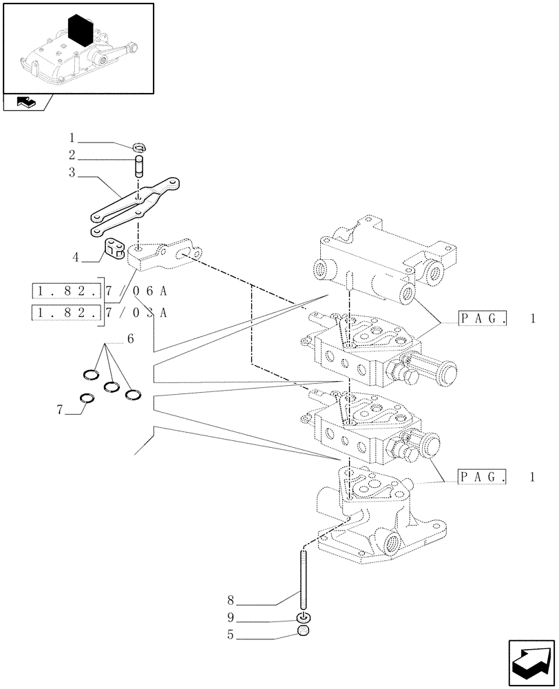 Схема запчастей Case IH FARMALL 85C - (1.82.7/08[02]) - 2 REAR REMOTE VALVES FOR MID-MOUNT AND EDC - REMOTE VALVES (VAR.333108) (07) - HYDRAULIC SYSTEM