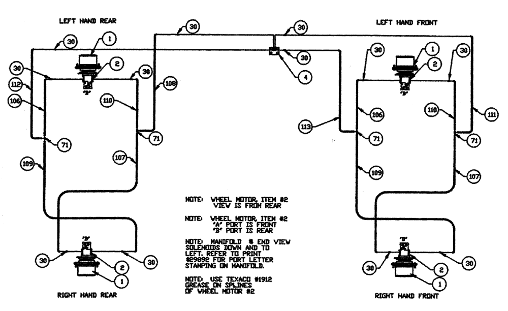 Схема запчастей Case IH PATRIOT WT - (05-007) - HYDRAULIC PLUMBING - WHEEL MOTOR POWER SHIFT Hydraulic Plumbing