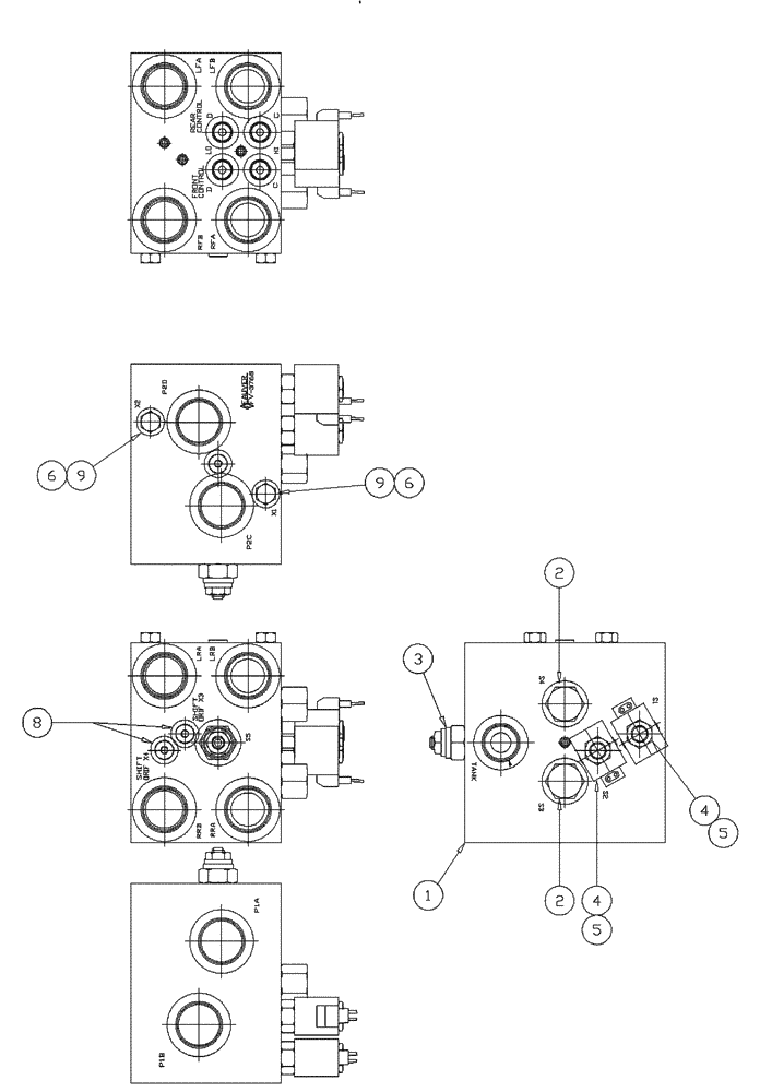 Схема запчастей Case IH PATRIOT WT - (06-011) - SHIFT BLOCK - REPLACEMENT PARTS S/N 1882 & BELOW Hydraulic Plumbing