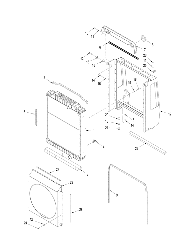 Схема запчастей Case IH STEIGER 435 - (02-04) - RADIATOR MOUNTING AND FAN SHROUD, STEIGER 385 / 435 (02) - ENGINE