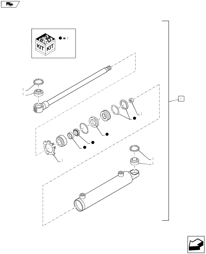 Схема запчастей Case IH PUMA 145 - (41.216.05) - CL.3 FRONT AXLE - HYDRAULIC STEERING CYLINDER - BREAKDOWN (41) - STEERING