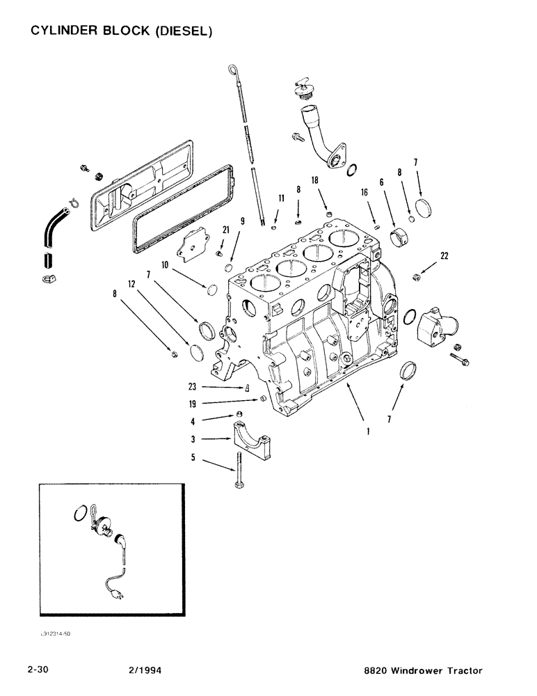 Схема запчастей Case IH 8820 - (2-30) - CYLINDER BLOCK, DIESEL (02) - ENGINE