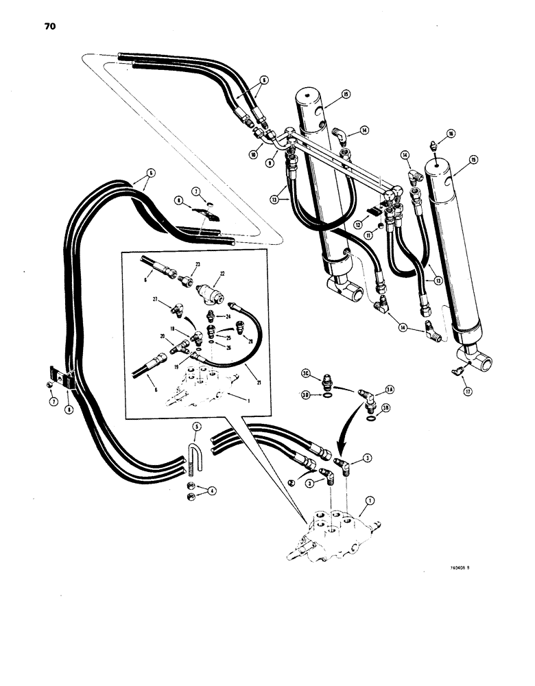 Схема запчастей Case IH 1816 - (70) - LOADER BUCKET HYDRAULICS (35) - HYDRAULIC SYSTEMS