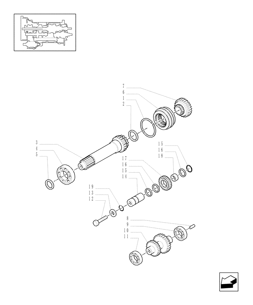 Схема запчастей Case IH MXU115 - (1.28.1/02[01]) - (VAR.110-120-300-300/1) TRANSMISSION 12X12 - TRANSMISSION GEARS (03) - TRANSMISSION