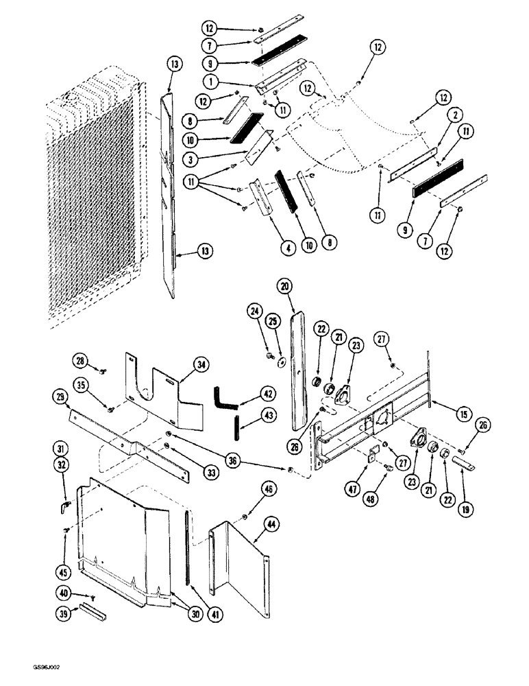 Схема запчастей Case IH 1660 - (2-04) - DUSTY AIR RADIATOR ATTACHMENT (01) - ENGINE