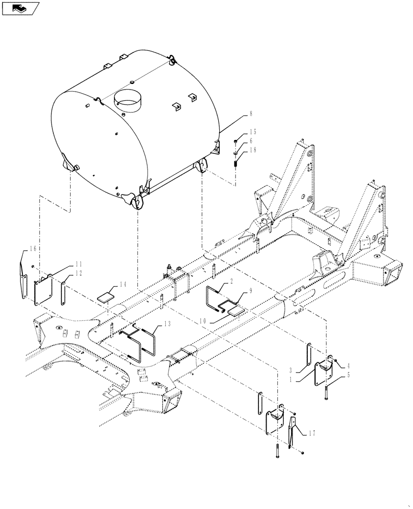 Схема запчастей Case IH 4420 - (09-082) - TANK MOUNT GROUP Liquid Plumbing