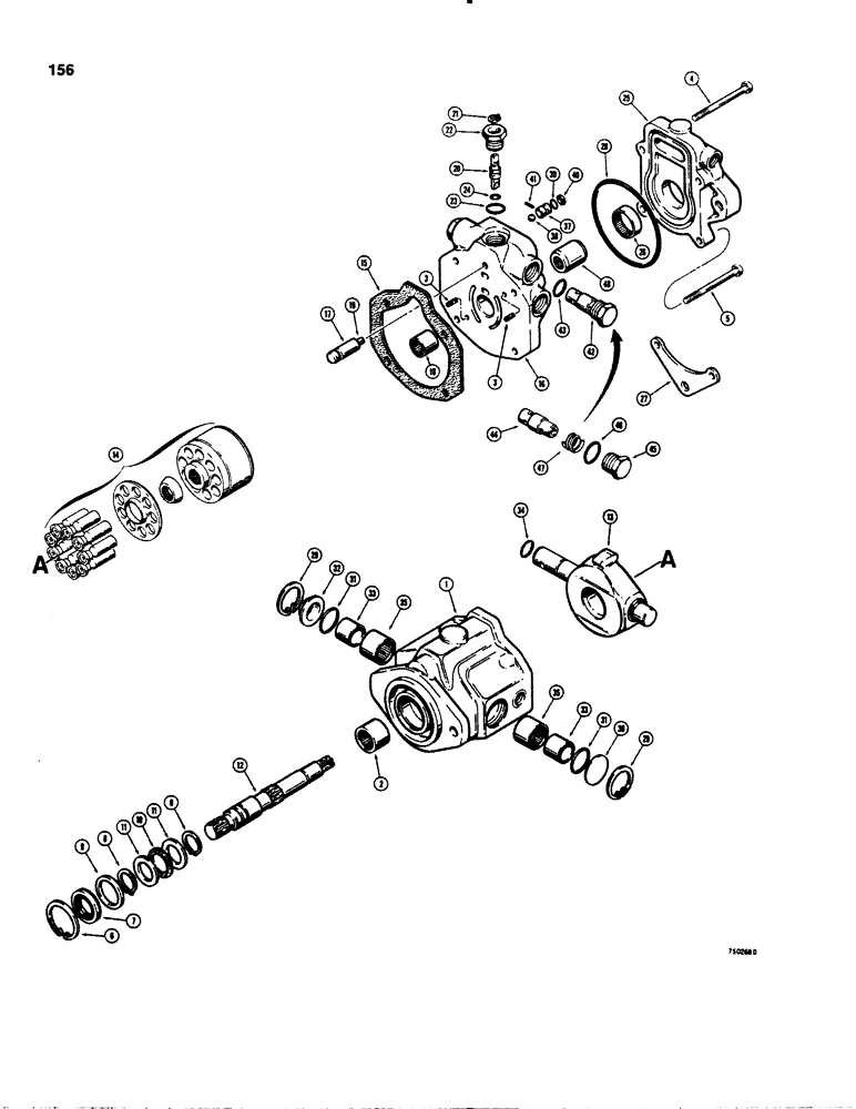 Схема запчастей Case IH 1845 - (156) - D66341 VARIABLE DISPLACEMENT PUMP, CESSNA NO. 70442-DAN (35) - HYDRAULIC SYSTEMS