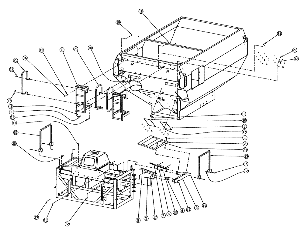 Схема запчастей Case IH 438 - (02-001) - PARTS GROUP, SINGLE BIN Bin Group