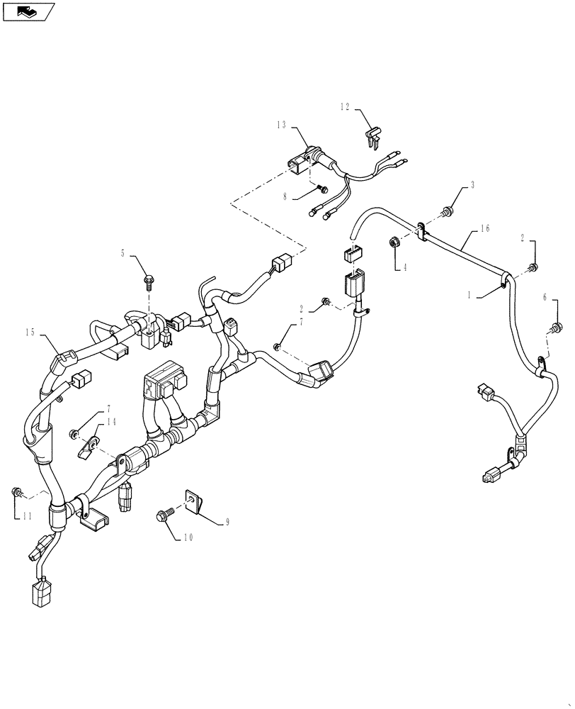 Схема запчастей Case IH 4420 - (03-023) - HARNESS-ENGINE CONTROL MODULE (01) - ENGINE