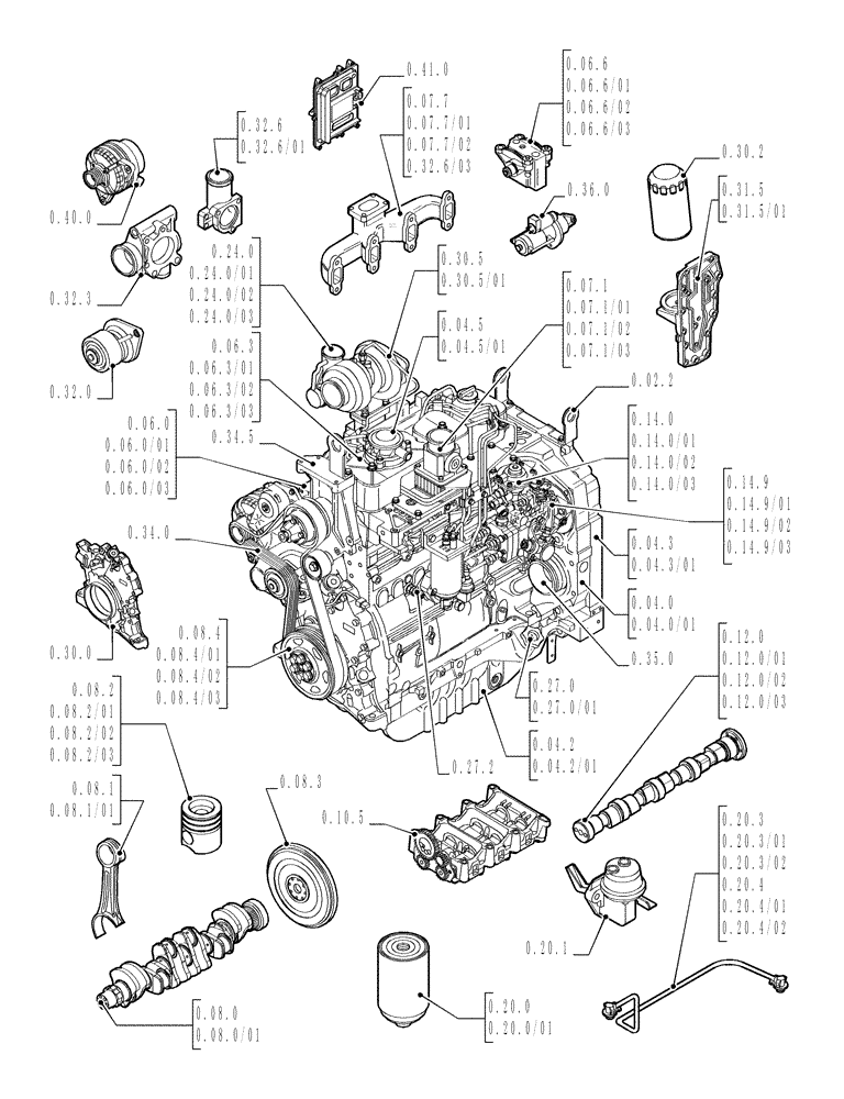 Схема запчастей Case IH MXU135 - (SEC. 01) - ENGINE (00) - GENERAL