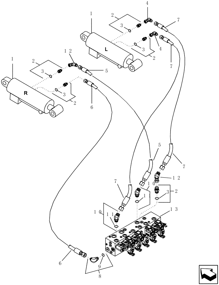 Схема запчастей Case IH 1200PT - (A.10.A[61]) - HYDRAULIC SYSTEM - TOOLBAR LIFT LINKAGE A - Distribution Systems