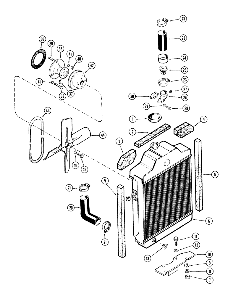 Схема запчастей Case IH 570 - (034) - ENGINE COOLING SYSTEM, 570 (159) SPARK IGNITION ENGINE (02) - ENGINE