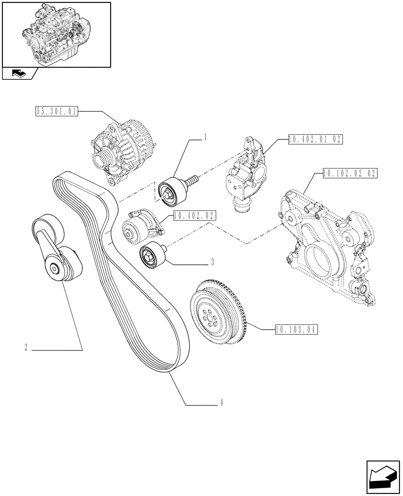 Схема запчастей Case IH F4GE9684R J603 - (10.402.03) - WATER PUMP - CONTROL (2852395) 