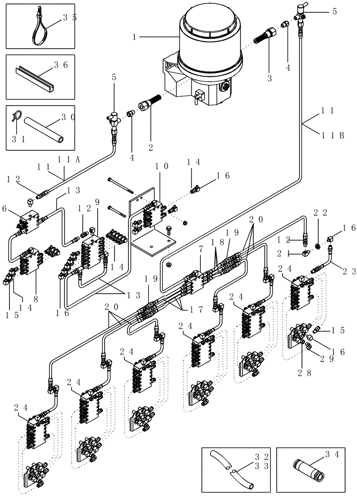 Схема запчастей Case IH CPX610 - (09A-34) - AUTOMATIC LUBRICATION SYSTEM - OPTIONAL BSN JJC0250200; STANDARD ASN JJC0250200 (13) - PICKING SYSTEM