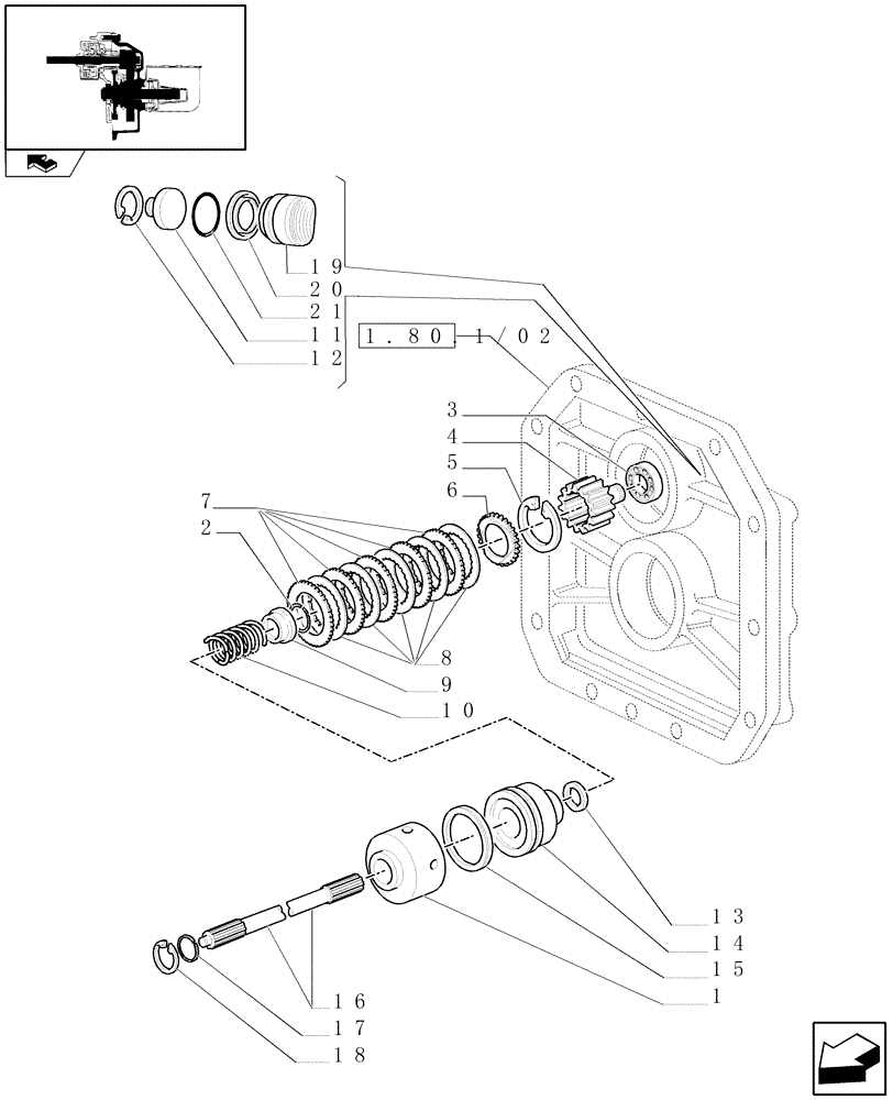 Схема запчастей Case IH FARMALL 105U - (1.80.7) - 540 POWER TAKEOFF FOR POWER SHUTTLE TRANSMISSION - CLUTCH (07) - HYDRAULIC SYSTEM