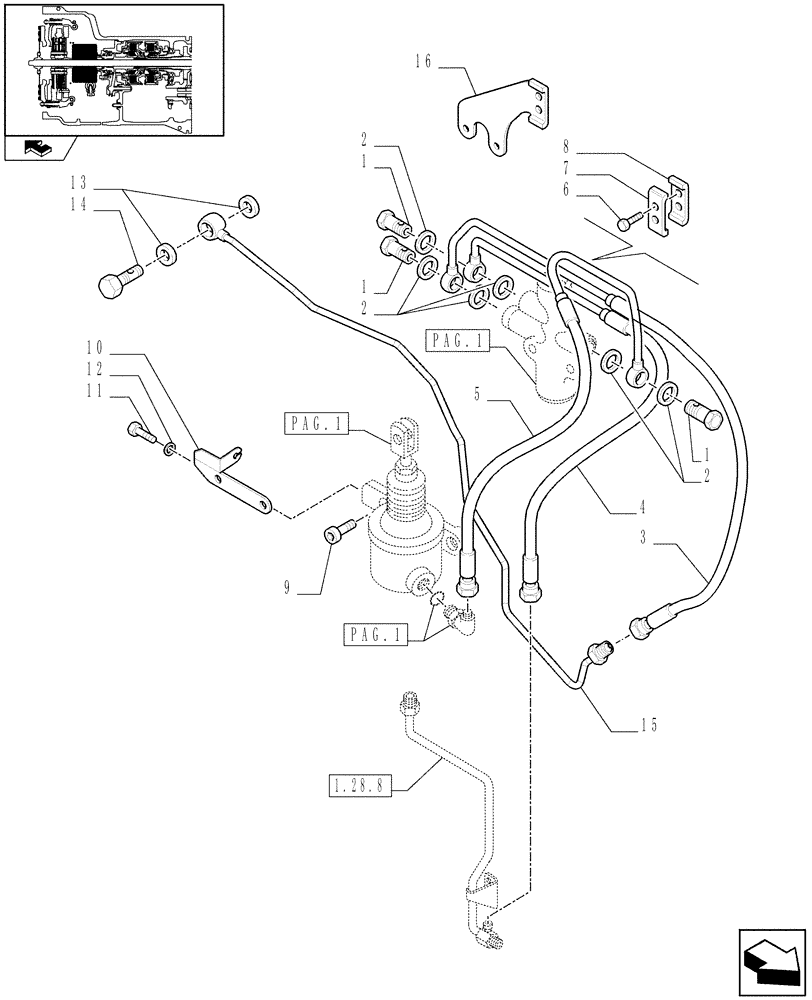 Схема запчастей Case IH FARMALL 90 - (1.80.4[02]) - POWER SHUTTLE E SERVO PTO FOR DIFF. LOCK - PTO ENGAG.CLUTCH,SERVOCONT. (VAR.330120-331120) (07) - HYDRAULIC SYSTEM