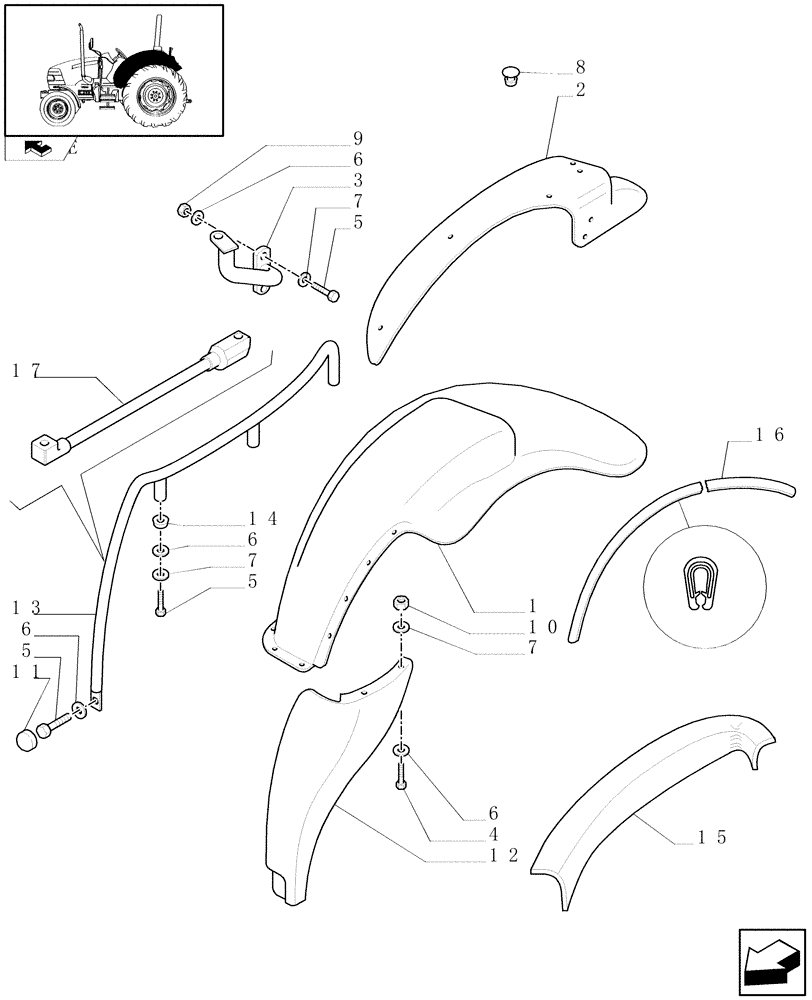 Схема запчастей Case IH FARMALL 90 - (1.92.87[02]) - MUDGUARDS AND FOOTBOARDS - L/CAB (10) - OPERATORS PLATFORM/CAB