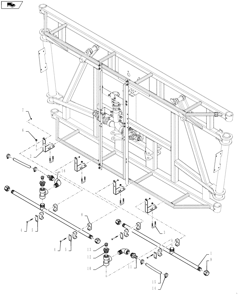 Схема запчастей Case IH 4420 - (09-035) - SPRAYBAR, CS, 20" OFF, 6 SECTION Liquid Plumbing