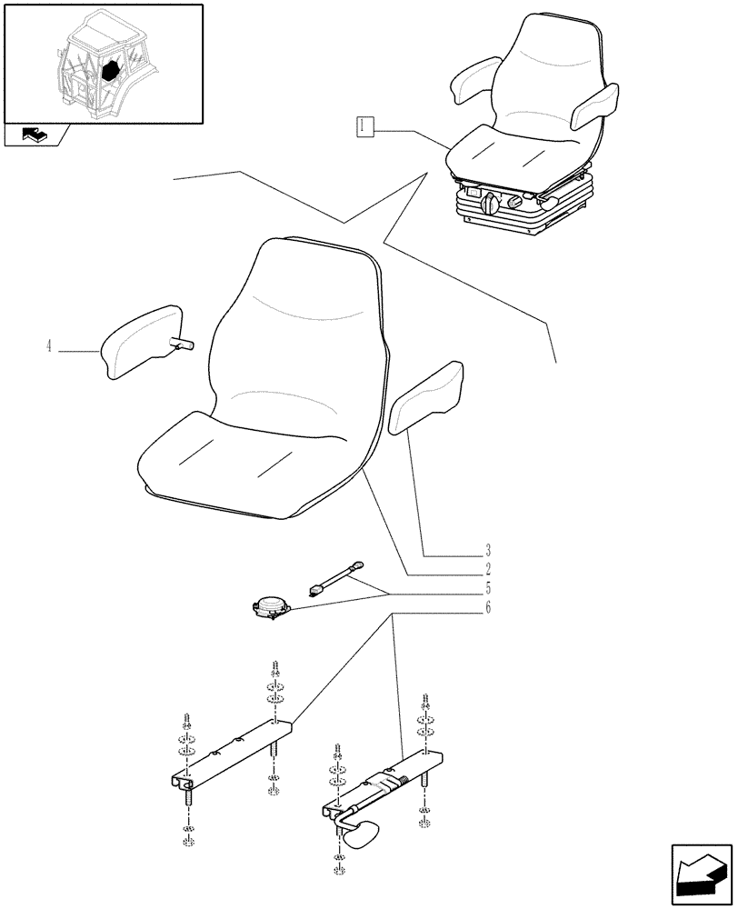 Схема запчастей Case IH FARMALL 105U - (1.93.3/ A[01]) - SEAT - BREAKDOWN (10) - OPERATORS PLATFORM/CAB