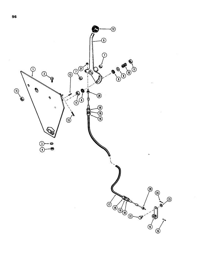 Схема запчастей Case IH 970 - (096) - HAND THROTTLE CONTROLS, (377B) SPARK IGNITION ENGINE, USED PRIOR TO TRACTOR SERIAL NUMBER 8693001 (03) - FUEL SYSTEM