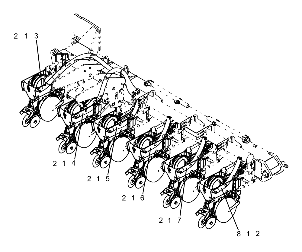 Схема запчастей Case IH 1260 - (75.200.18[01]) - ROW UNIT - VACUUM HOSE LT 80 (75) - SOIL PREPARATION