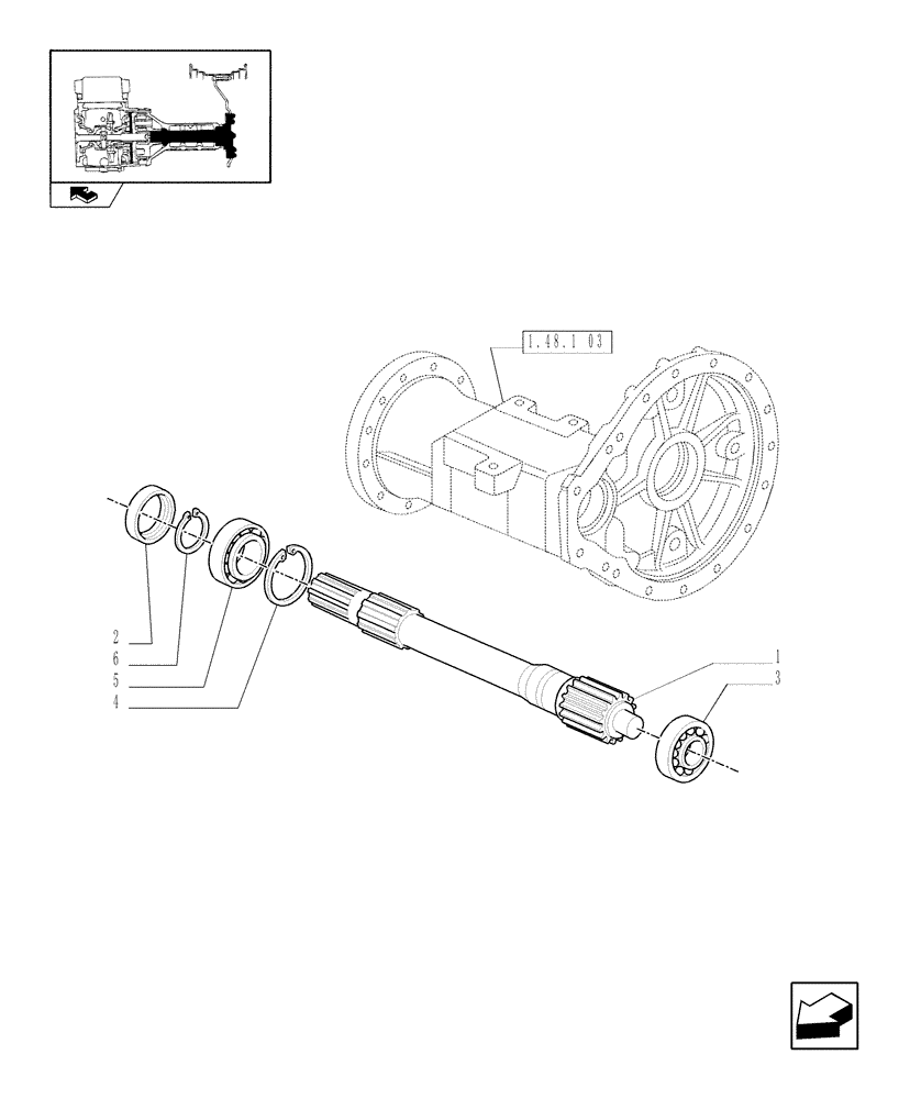 Схема запчастей Case IH FARMALL 60 - (1.48.1[01]) - SIDE REDUCER GEARINGS - PINION AND BEARINGS (05) - REAR AXLE