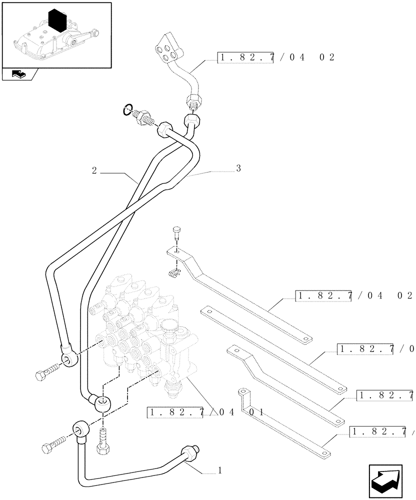 Схема запчастей Case IH FARMALL 60 - (1.82.7[05]) - 4 CONTROL VALVES - PIPES (07) - HYDRAULIC SYSTEM