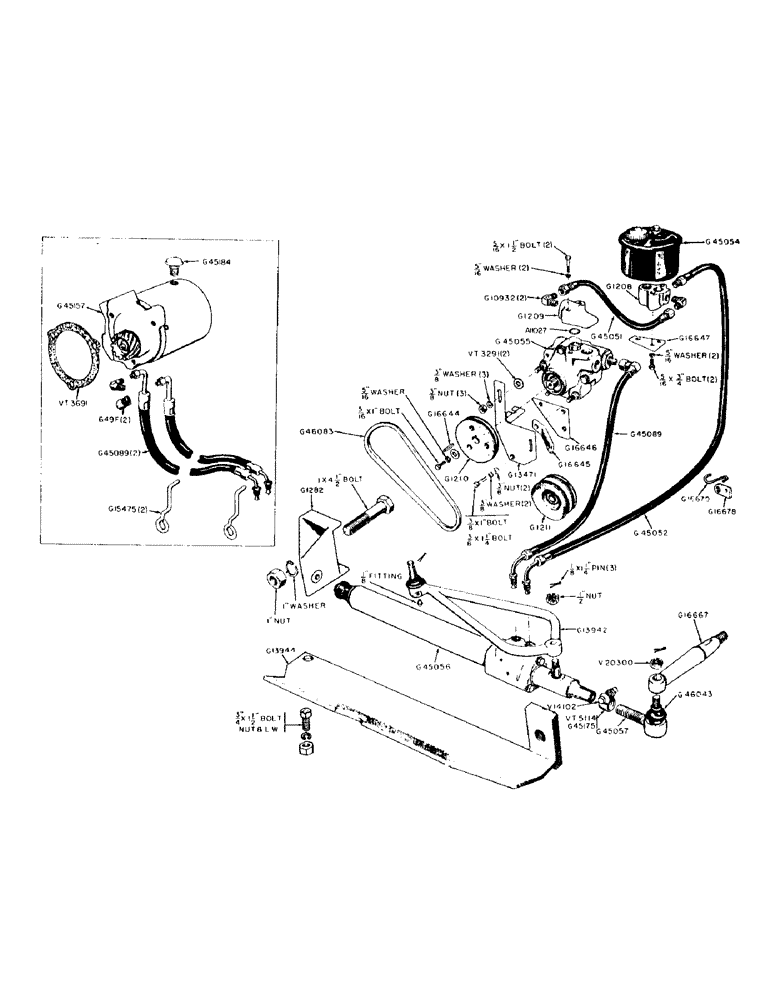 Схема запчастей Case IH 300-SERIES - (144) - POWER STEERING ATTACHMENT WITH BELT DRIVEN PUMP, UTILITY TRACTORS (05) - STEERING