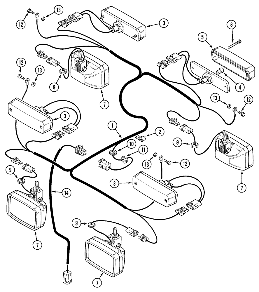 Схема запчастей Case IH 5220 - (4-14) - ELECTRICAL HARNESS, CANOPY AND CONNECTIONS (04) - ELECTRICAL SYSTEMS