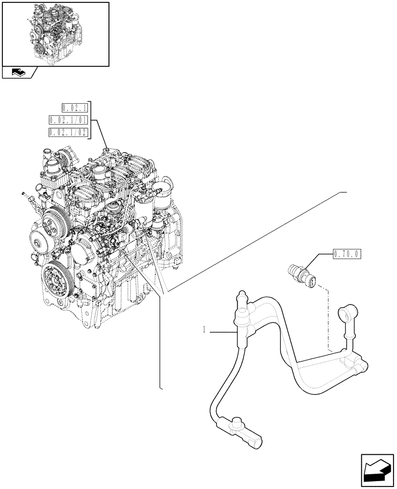 Схема запчастей Case IH FARMALL 80 - (0.17.3) - CONNECTIONS CABLE FOR ENGINE INJECTION (01) - ENGINE