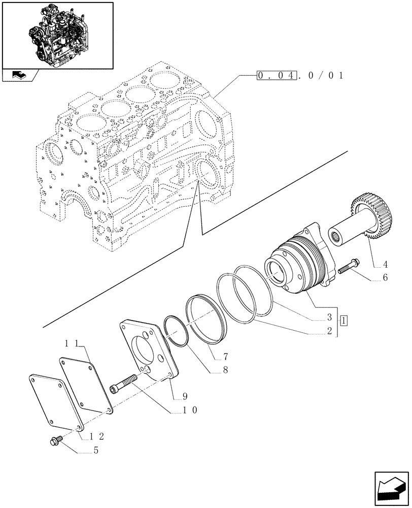 Схема запчастей Case IH FARMALL 95N - (0.35.0/01) - POWER TAKE OFF (01) - ENGINE