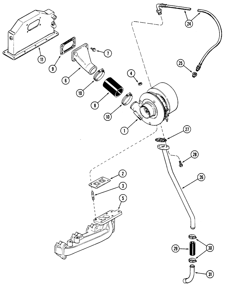 Схема запчастей Case IH 5120 - (2-34) - TURBOCHARGER SYSTEM, 5120 TRACTOR, 4TA-390 ENGINE (02) - ENGINE