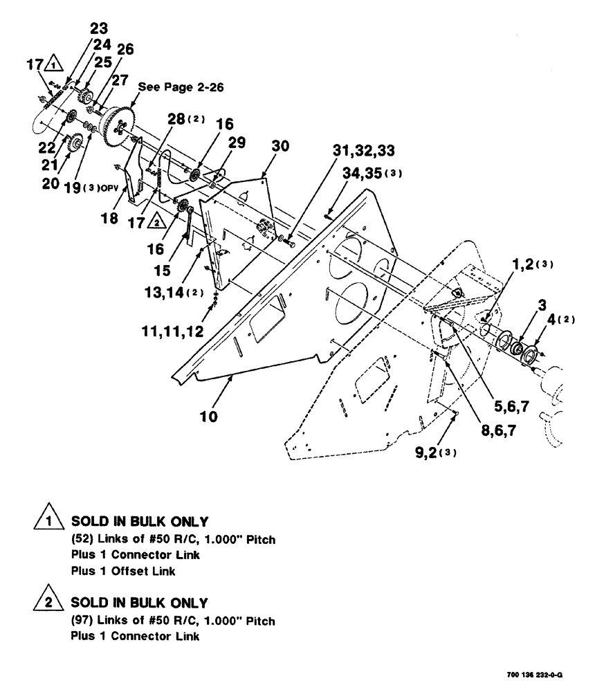 Схема запчастей Case IH 525 - (02-024) - AUGER DRIVE ASSEMBLY (RIGHT) (58) - ATTACHMENTS/HEADERS