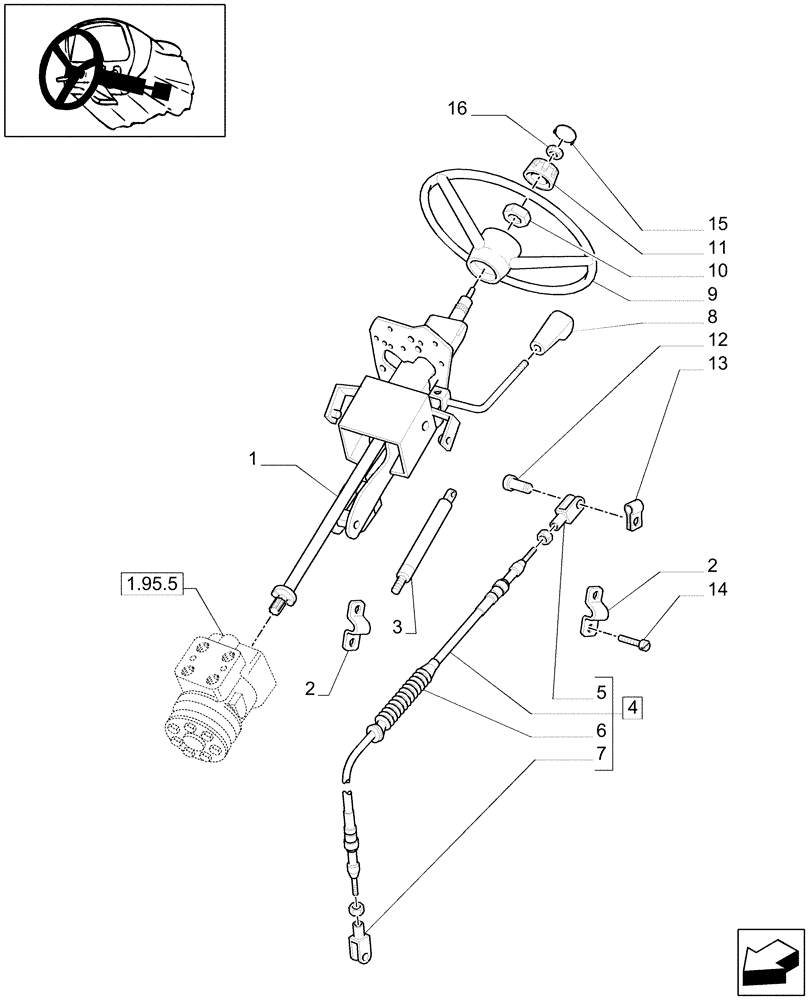 Схема запчастей Case IH MXU100 - (1.95.5/01[01]) - (VAR.110-120-300-300/1) TRANSMISSION 12X12 - STEERING WHEEL AND STEERING COLUMN (10) - OPERATORS PLATFORM/CAB